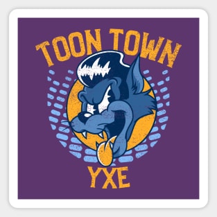 Saskatoon Toon Town Yxe - Blue & Yellow Cat-Dog Magnet